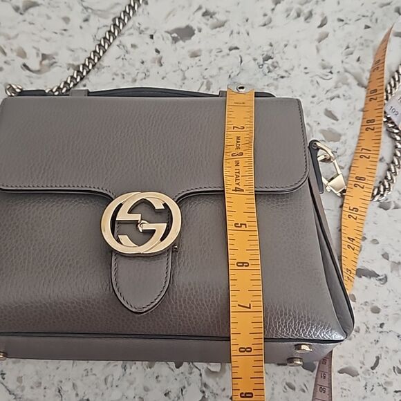 Gucci Taupe Pebbled Leather Shoulder Bag with COA - Picture 14 of 17